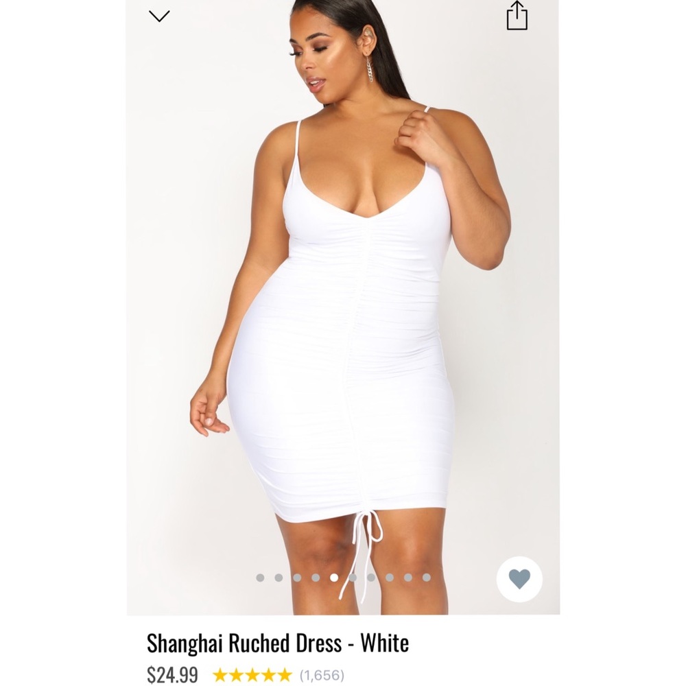 Fashion Nova White Ruched Dress